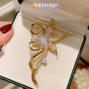 TMOY Thời Trang Kim Cương Giả Bauhinia Hoa Thổ Cẩm Cho Nữ Quần Áo Áo Áo Trang Sức Phụ Kiện Quà Tặng TMOY