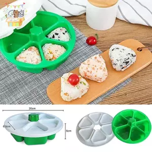Máy làm cơm 6 phần mới nhất Báo chí chống gỉ DIY Nhựa hình tam giác Sushi cơm khuôn Dụng cụ nhà bếp Hộp cơm trưa ELWW