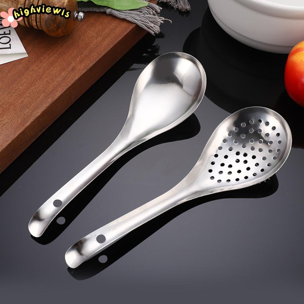 Muỗng lọc nhà bếp HIGHVIEWLS, Thìa lọc chất liệu an toàn bền bỉ, Chất lượng cao Cạnh mịn 304 Thép không gỉ đục lỗ Skimmer Colander