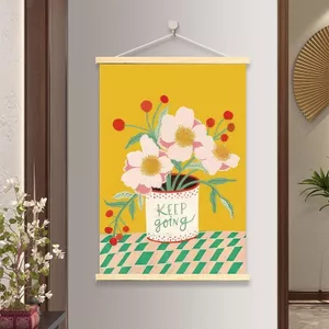 Bắc Âu Vẽ Tay Hoa Tươi Trang Trí Phòng Khách Tranh Phòng Ngủ Vải Đục Lỗ Cuộn Bức Tranh Tường Chặn Tranh 6.24
