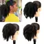 WEETW Afro Kinky Curl Pony Tails, 14 Inch Lông Tơ Ngắn Đuôi Ngựa Nối Dài, Thời Trang Tổng Hợp Tóc Tự Nhiên Dây Rút Đuôi Ngựa Có Kẹp