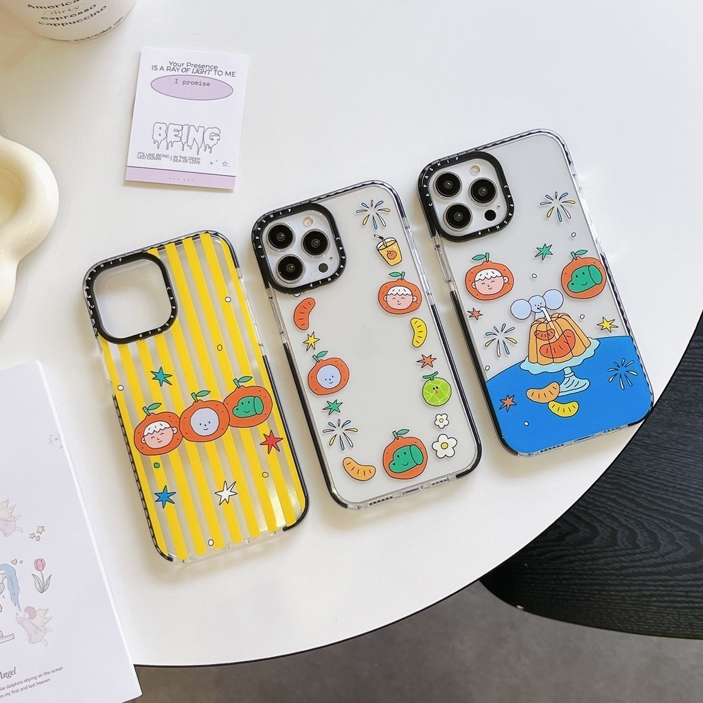 CAPASHIP Dễ Thương Trà Cam Minh Họa Nhật Bản Phim Hoạt Hình Kawaii Hàn Quốc Vỏ Mềm Tương Thích Cho iPhone 17 Pro Max Air Plus 16 / 15 / 14 / 13 / 12 / 11 / XR / X / XS / SE / 8 / 7 / 6
