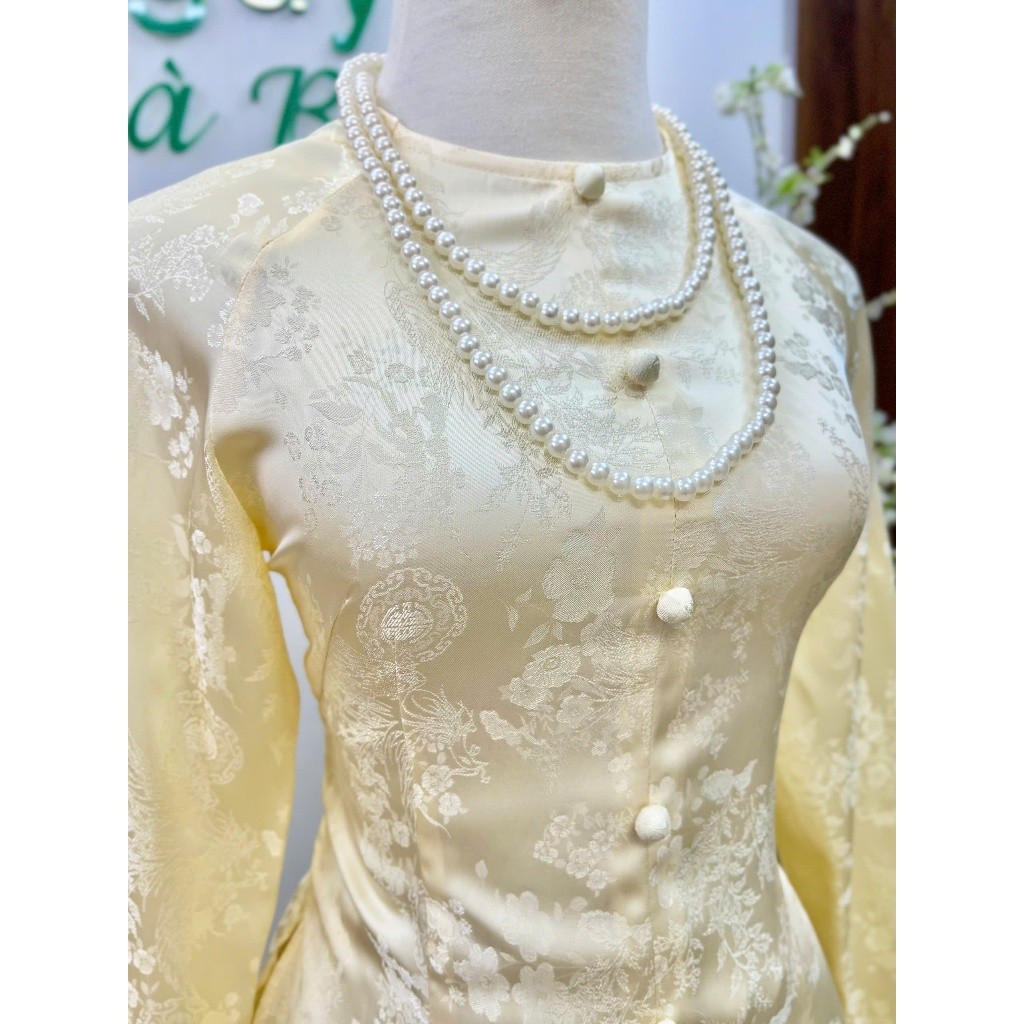 B.A210 - Áo Bà Ba GấM PhượNg HoàNg Cát Hỷ Cổ TròN Nút BọC Nụ Dây Kéo (Quần Dây Kéo Cùng Chất)