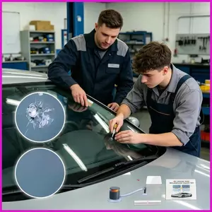 Bộ sửa chữa kính chắn gió nứt Chip Fixer Chất lỏng với dụng cụ bơm không khí Kính chắn gió ô tô Bộ sửa chữa vết nứt cho ô tô lyuvn