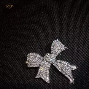 PNPIA- Kim Cương Giả Nơ Thổ Cẩm Dành Cho Nữ Nơ Thổ Cẩm Pin Vintage Thời Trang Trang Trang Sức Phụ Kiện Phù Hợp Với Chống Ánh Sáng Corsage