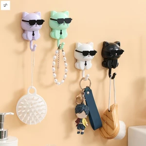 Móc chìa khóa mèo hoạt hình Móc treo tường dính chắc chắn để trang trí nhà cửa