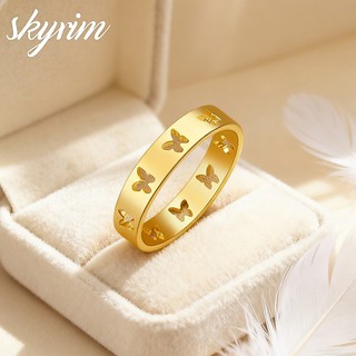 SKYRIM Charming Vàng Rỗng Nhẫn Bướm Thời Trang Nữ Trang Sức Tối Giản