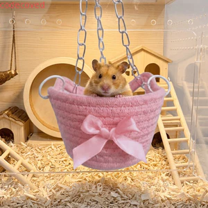 Võng Hamster MCODECOVED, Thoáng Khí Gnawing Proof Guinea Pig Hideout, Treo Lồng Nhà Đan Tay Nơ Giỏ Treo Giường Tất Cả Các Mùa