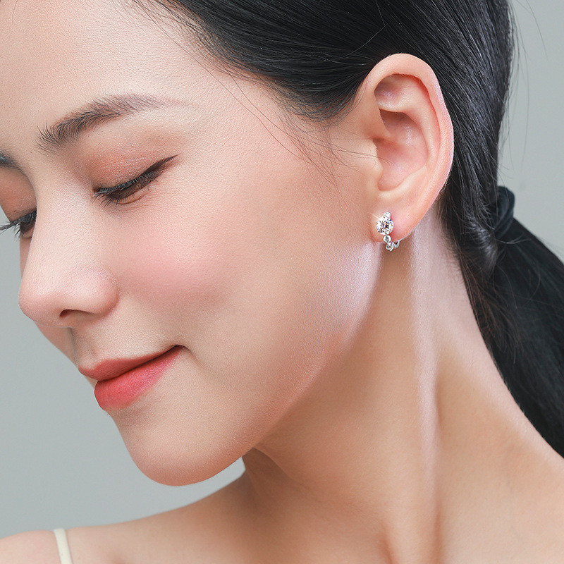 Bông tai siêu sáng bóng đơn giản và thanh lịch bằng bạc S925