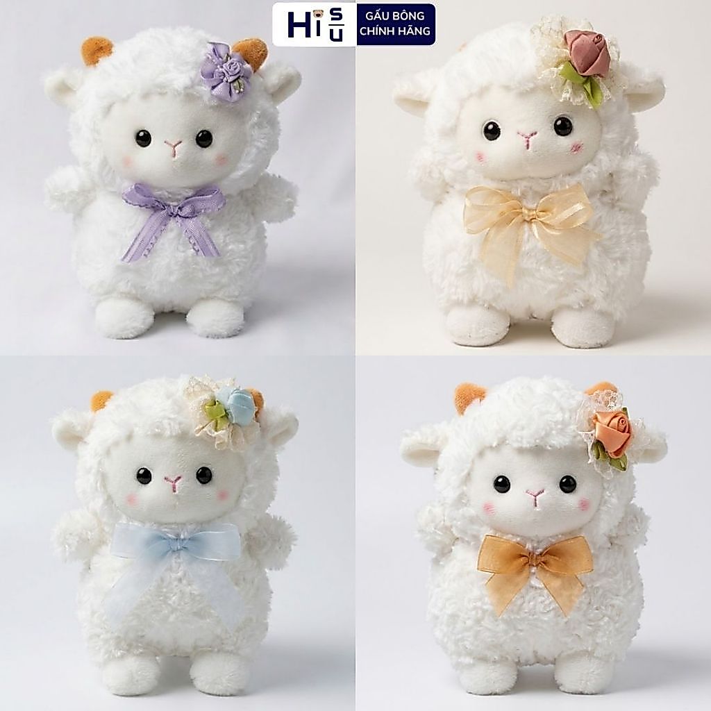 Gấu Bông Cừu Trắng Mini Siêu Dễ Thương, Cừu Bông Đính Hoa Siêu Xinh Làm Quà Tặng Sinh Nhật, Decor Bàn