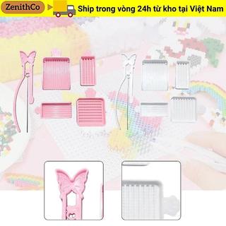 ZENIHCO Bộ 3-5 món khay chọn hạt 2.6mm nhựa, kèm nhíp kim đơn, dụng cụ đính đệm cầm tay DIY hiệu quả