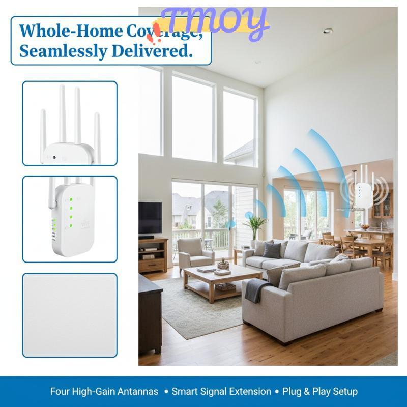TMOY Bộ mở rộng phạm vi WiFi có dây Bộ khuếch đại tăng cường tín hiệu Bộ lặp kết nối nhanh cho phòng ngủ Nhiều thiết bị Mạng gia đình TMOY