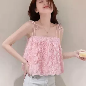 Mùa hè ba chiều hoa cao cấp ngọt ngào Sling Niche Áo Vest đi nghỉ không tay bên bờ biển dễ thương