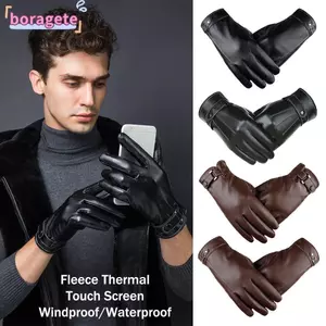 Găng tay lái xe nam màu đen chống gió nhiệt BORAGETE Fleece