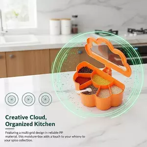 Bộ bình đựng gia vị 6 trong 1 hình đám mây hiệu quả B & N có kiểm soát độ ẩm để sử dụng tại nhà.