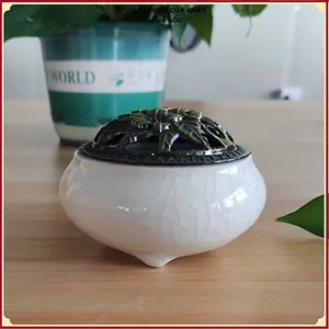 LƯ ĐỐT NỤ TRẦM HƯƠNG GỐM SỨ VÂN RẠN - Thiết Kế Cao Cấp Tinh Tế