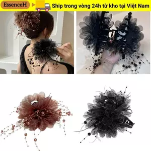 ESSENCEH Vuốt Tóc, Mũ Hoa Mẫu Đơn Kẹp Kẹp, Tua Rua Thanh Lịch Nhựa Cua Kẹp Tóc Nữ