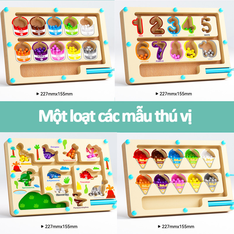 Bảng Mê Cung Chuyển Hạt Nam Châm Bang Bút Từ,Đồ Chơi Trí Tuệ，đồ Chơi Gỗ Giáo Dục Sớm