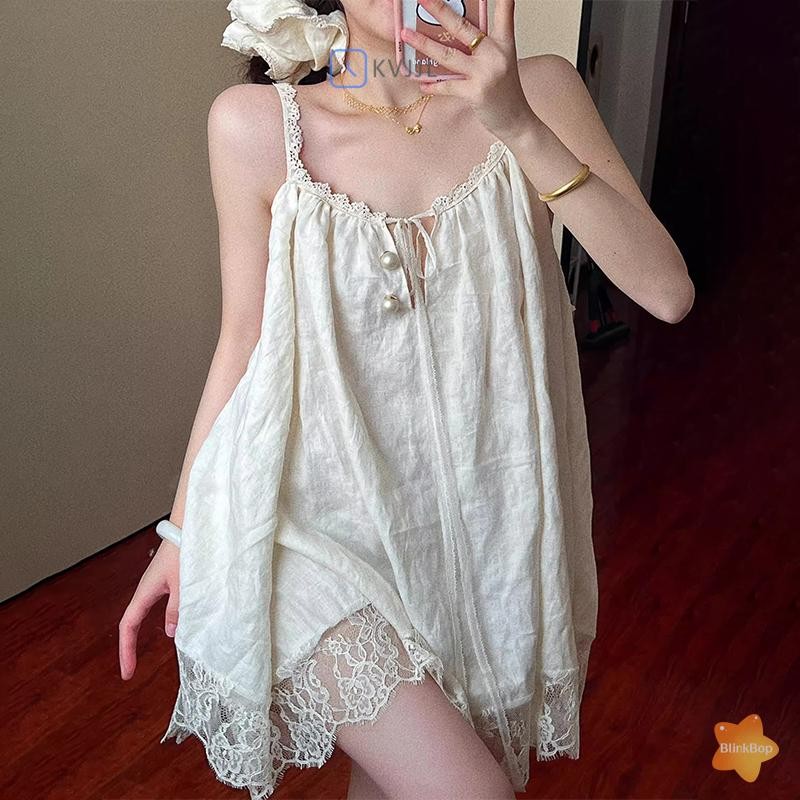Đầm dây babydoll ren thoáng mát, phù hợp đi biển và du lịch
