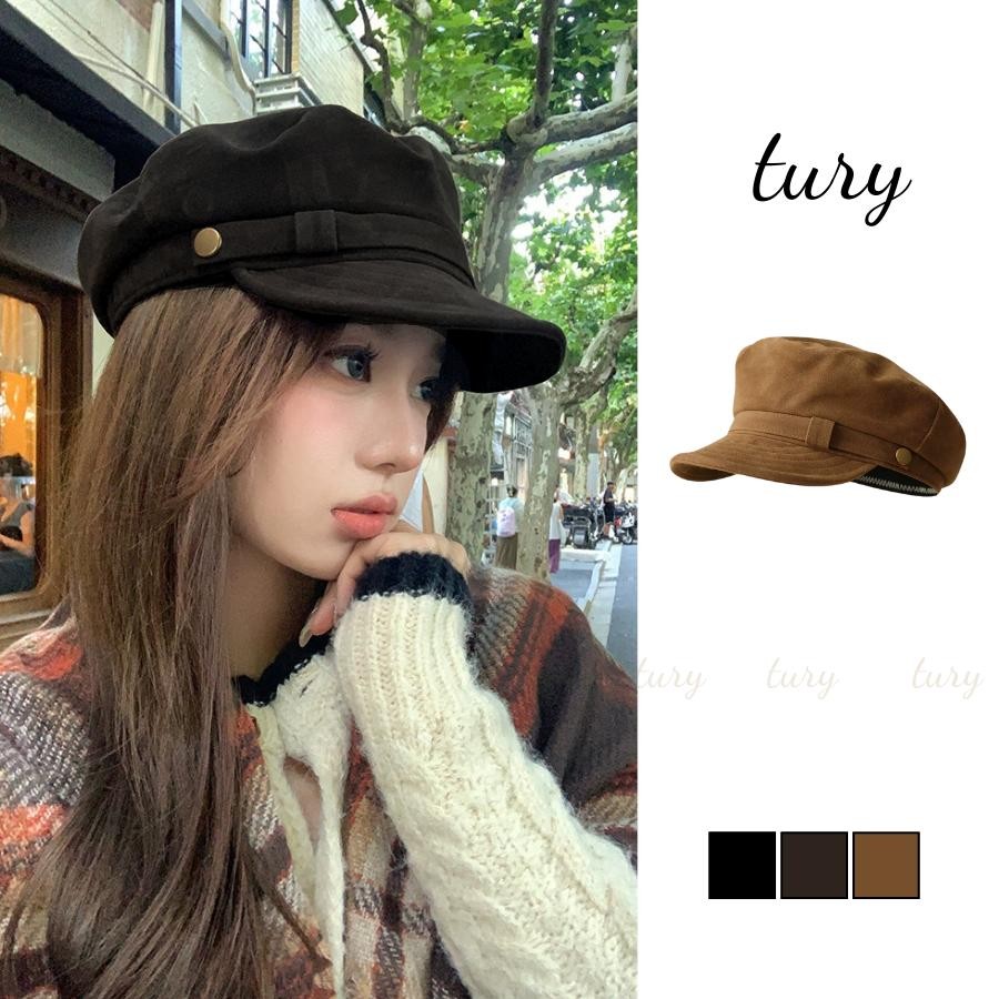 Mũ Beret Nữ - Tury - Mũ nồi trơn có vành phối khuy - MN039