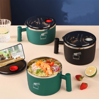 Bát Ramen Inox Dễ Thương Có Nắp 1000ml Mì Ăn Liền Có Tay Cầm Súp Ngũ Cốc Kawaii Chống bỏng Ký Túc Xá Sinh Viên