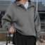 Treeling Women 's Reverse-Seamed Henley Snap-neck Cổ chữ V dáng rộng Áo chui đầu có khe cao