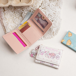 Hoạt Hình Ngọt Ngào In Hình Động Vật Ví Nữ Vuông Dễ Thương Mini Trifold Ví Tiền Mặt Tiện Lợi