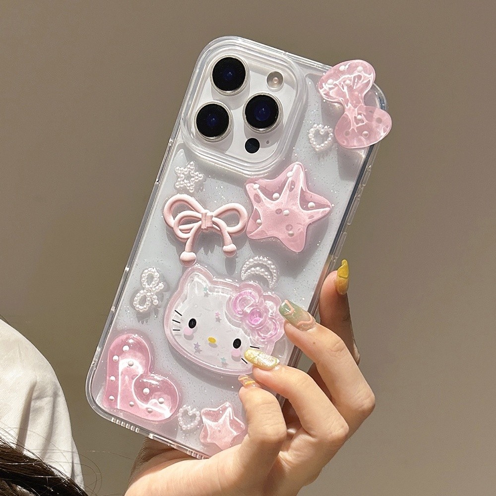 Ốp Điện Thoại Nhựa Cat 3D Pink Cho iPhone 17ProMax 16 15 14 13 12 11 Vỏ Bảo Vệ Chống Sốc