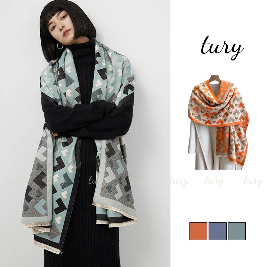 Khăn Quàng Cổ Len Unisex Nam Nữ - Tury - Khăn Choàng Cổ Len Họa Tiết Trái Tim - LN095