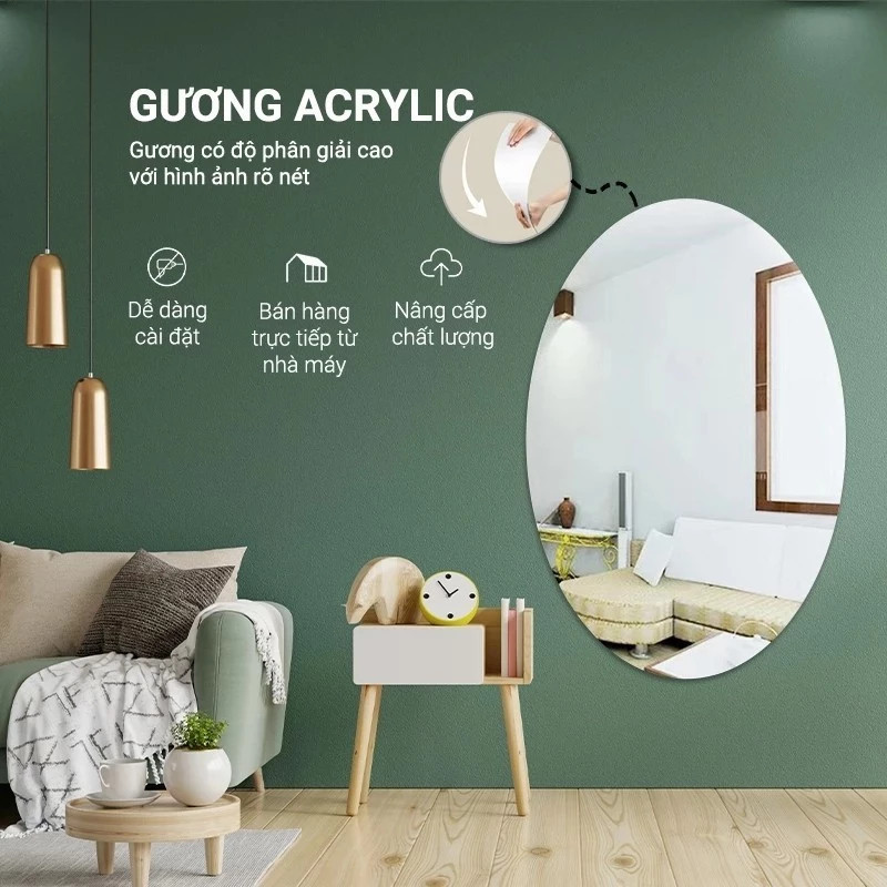 【Bồi thường 100% khi bị vỡ】Gương Dán Tường 22cm-40cm Gương Treo Tường Toàn Thân Chống Vỡ Soi - FE123