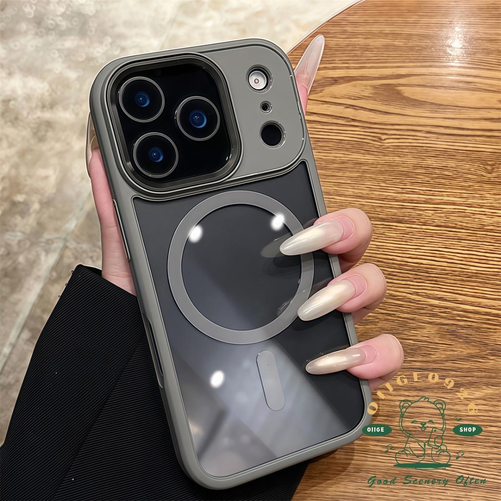 【 Ốp lưng iPhone17 】 Vỏ điện thoại từ tính da lỏng màu cam iphone17 Pro Max 16 15 cho vỏ iPhone Vỏ mềm silicon TPU chống sốc