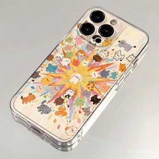 Ốp điện thoại trong suốt hình động vật nhỏ hoạt hình dễ thương Puppy Big Bang Thích hợp cho iPhone 17promax 16pro 15 14promax 13pro 17pro 16plus 15pro 14 8plus Vỏ điện thoại chống sốc chống mồ hôi