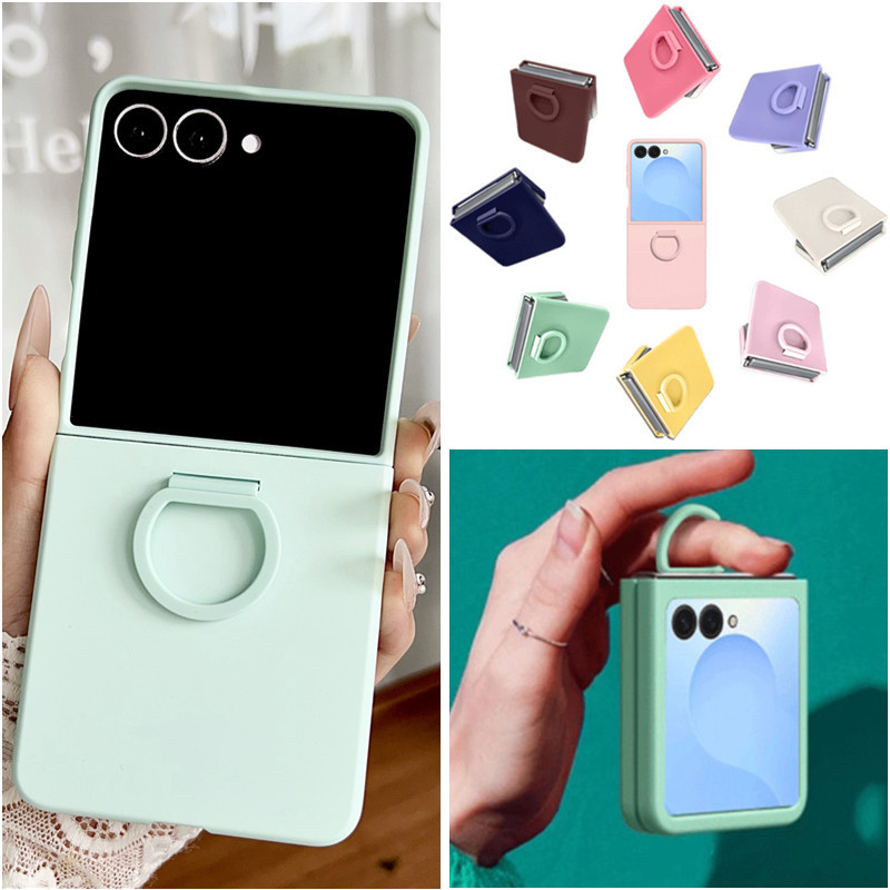 Slim Gradient Màu Kẹo Mềm Vòng Khóa Ốp lưng Samsung Galaxy Z Flip 7 Flip 7FE Z Flip 6 Z Flip 5 Ốp Lưng Cứng Chống Sốc