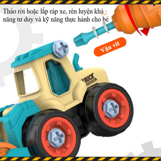 4IN1Đồ Chơi Xe Công Trình Tháo Lắp,Chất Liệu Nhựa ABS An Toàn,Tua Vít Miễn Phí,Quà Sinh Nhật Cho Bé Trai