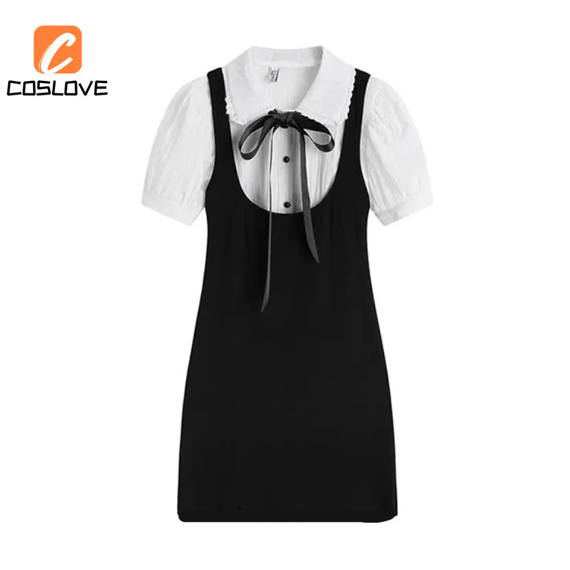 Cosplay Outfit Phong Cách Anime với Đầm Đen Trắng Màu Hông Quấn - Trang Phục Trọn Bộ