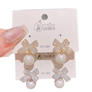 Bông tai bạc 925 sang trọng với ngọc trai và zircon