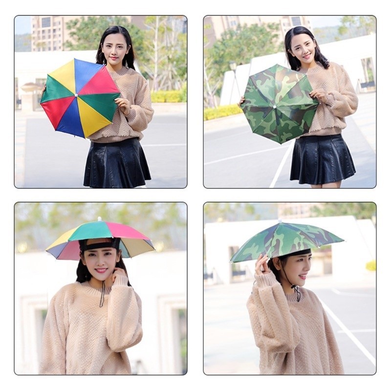 【24H】Mũ che nắng mưa dạng ô hai tầng tiện lợi cho hoạt động như câu cá dã ngoại đi biển hoặc dạo công viên