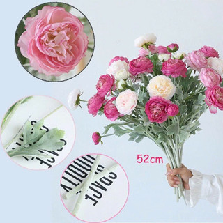 Hoa Lụa Hoa Mao Lương Thân Phấn Phủ Lông Decor Trang Trí Nhà Cửa, Hoa Hồng Mẫu Đơn, Hoa Giả Cao Cấp