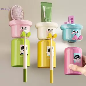 Giá đỡ bàn chải đánh răng hoạt hình Giá đỡ bàn chải đánh răng từ tính không đục lỗ Giá đỡ bàn chải đánh răng treo tường Bảo quản phòng tắm Gargle Cup Lưu trữ Ra