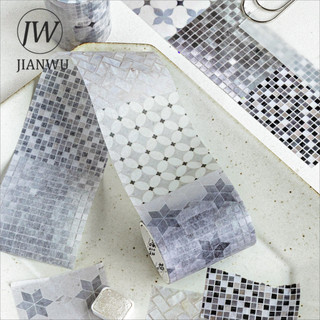 JIANWU 50mm * 200cm Vintage Nhiều Màu Sắc Gạch Gird Phong Cảnh Chất Liệu Cắt Dán Thêu Sò Băng Washi Tạp Chí Sáng Tạo Văn Phòng Phẩm