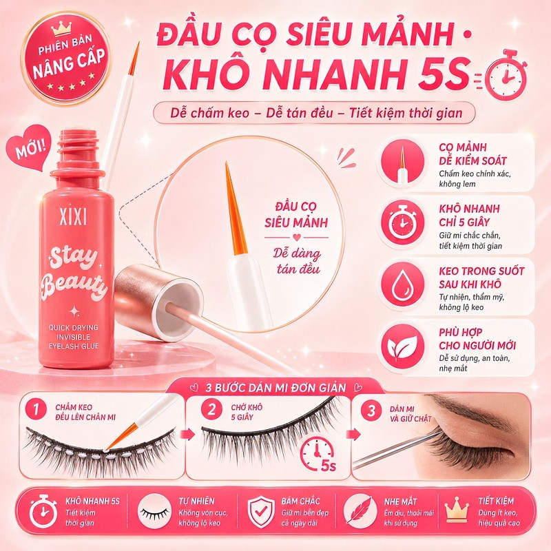 XIXI Keo Gắn Mi Giả Thế Hệ 3 GJ49 Dính Lâu, Không Lem, Khô Nhanh, Chống Nước, Tự Nhiên
