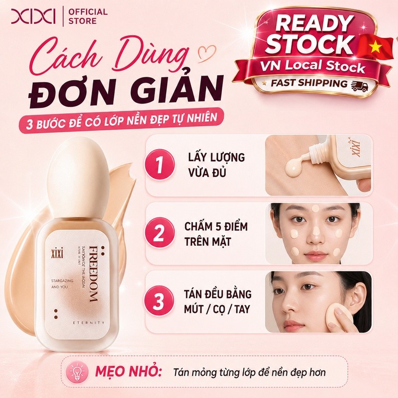 Kem Nền Che Phủ Cao XIXI Mỏng Nhẹ Tự Nhiên, Lâu Trôi 12H, Kiềm Dầu Không Mốc Cho Mọi Loại Da D639