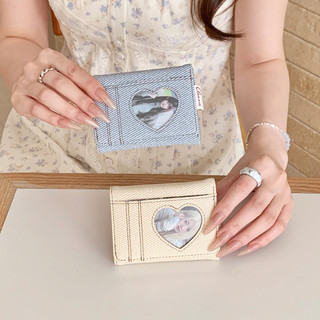 Họa tiết vải phong cách Denim PU lót Ví nữ có thể gập lại Hộp đựng thẻ đa chức năng Ví đựng tiền mặt