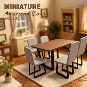 SRVN 1 12 Nhà Búp Bê Nội Thất Thu Nhỏ Bàn Ăn Và Ghế Bộ Mô Hình Gỗ Cổ Điển Dành Cho Người Thu Thập Cảnh Phòng Khách.