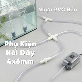 Đầu Nối 4 Dây Oxy - Nối Chữ Thập - Bể Cá Kích Thước Tiêu Chuẩn 4x6mm - Phụ Kiện Thủy Sinh