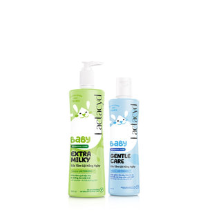 Bộ sản phẩm Sữa Tắm Gội Trẻ em Lactacyd Baby Extra Milky 500ml +1 Lactacyd Baby Gentle Care 250ml