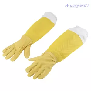 WANYEDI 1 Đôi Găng Tay Bảo Vệ Nuôi Ong, Găng Tay Tay Lưới Lưới Dài Tay, Găng Tay Da Tổng Hợp Màu Vàng Dài Tay Sử Dụng Thường Ngày