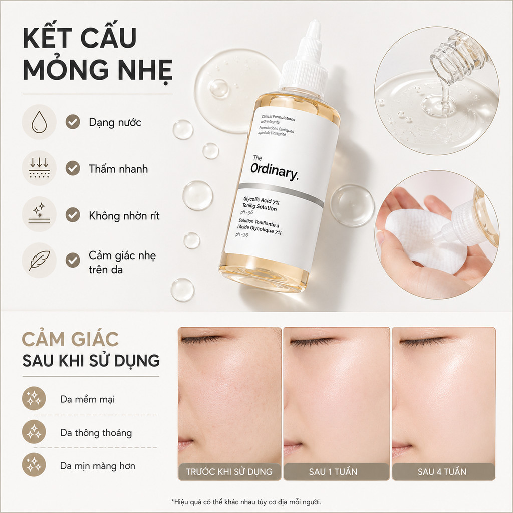 Toner 𝕋𝕙𝕖 𝕆𝕣𝕕𝕚𝕟𝕒𝕣𝕪 Glycolic Acid 7% 240ml | AHA Tẩy Da Chết, Sáng Da Chính Hãng