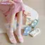 Tất nhung chồn BORAGETE, Tất ống giữa mềm mại giữ ấm, Tất ngủ dày họa tiết trái tim hoa dễ thương dành cho nữ