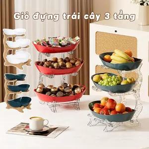 Giỏ Trái Cây 3 Tầng Cho Quầy 3 Tầng Lớn Hình Bầu Dục Nhà Bếp Quầy Đựng Trái Cây Cho Nông Dân shopidaevn